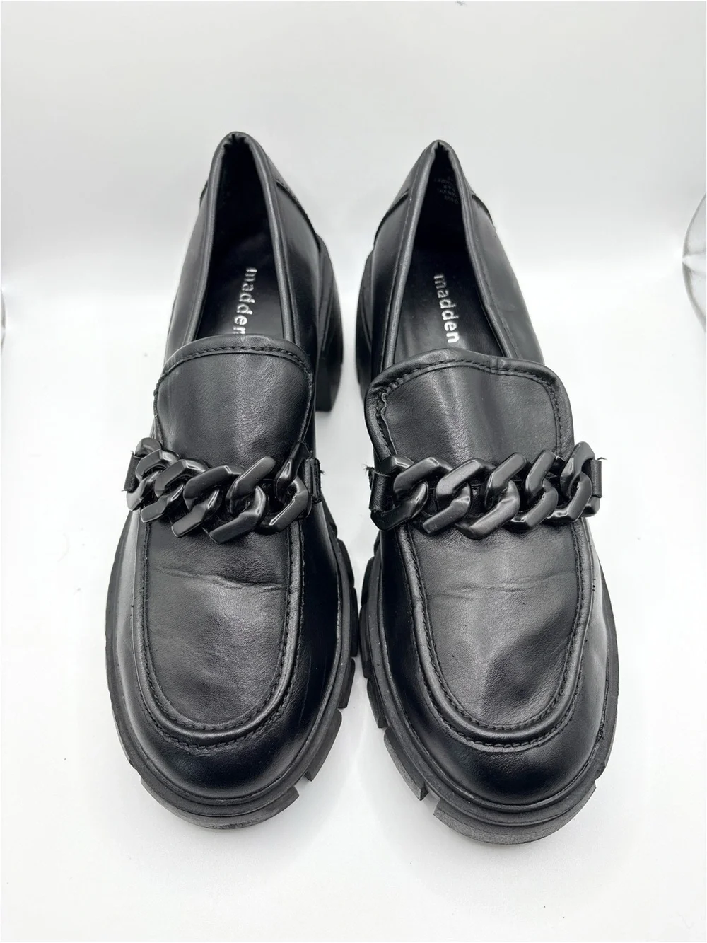 Madden Girl Platform Chunky Loafers‎ Black Chain Link